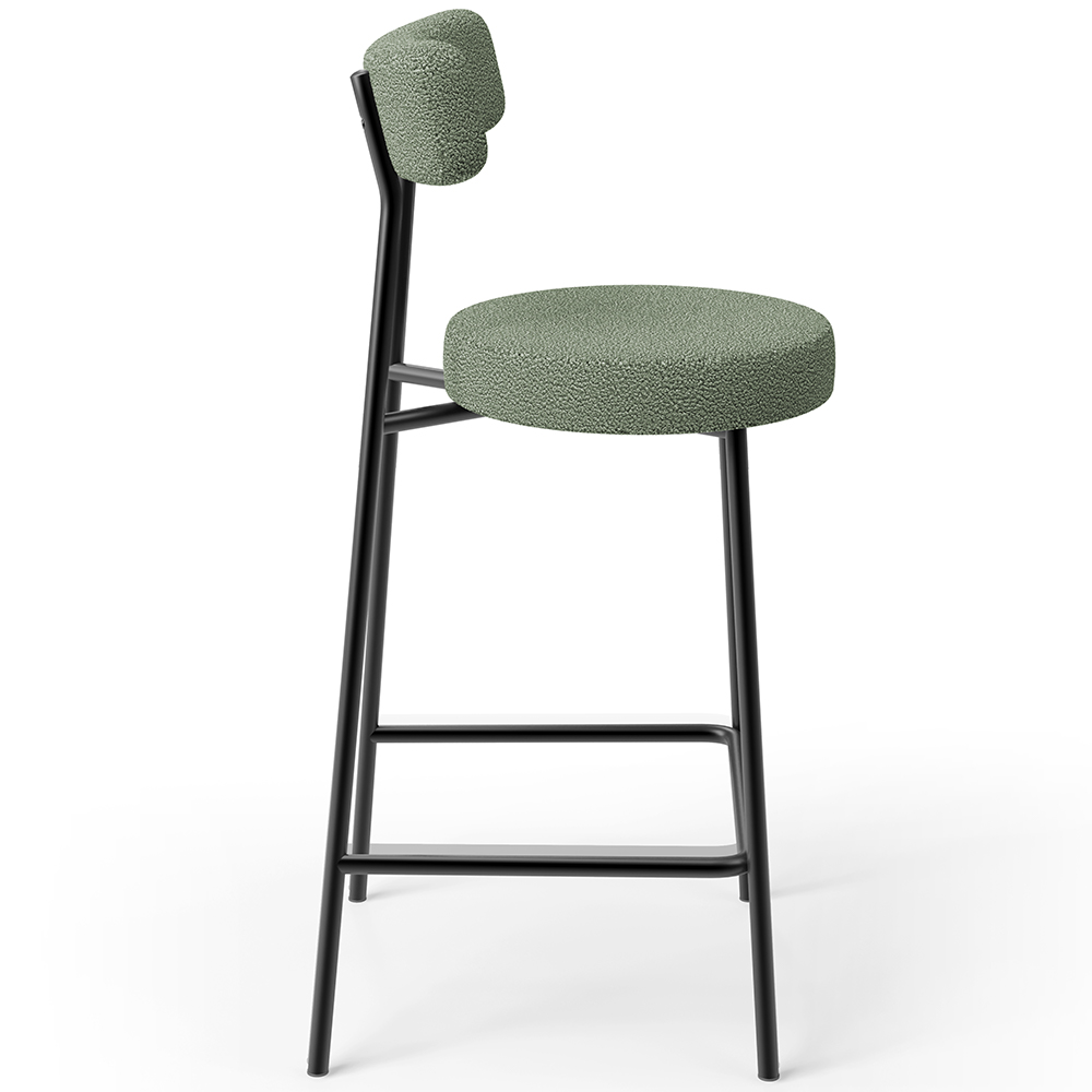 Banqueta Baixa Para Cozinha Sala De Jantar Bar Bancada Milão L02 Bouclê Oliva - Lyam Decor