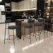 Banqueta Baixa Para Cozinha Sala De Jantar Bar Bancada Milão L02 Bouclê Preto - Lyam Decor