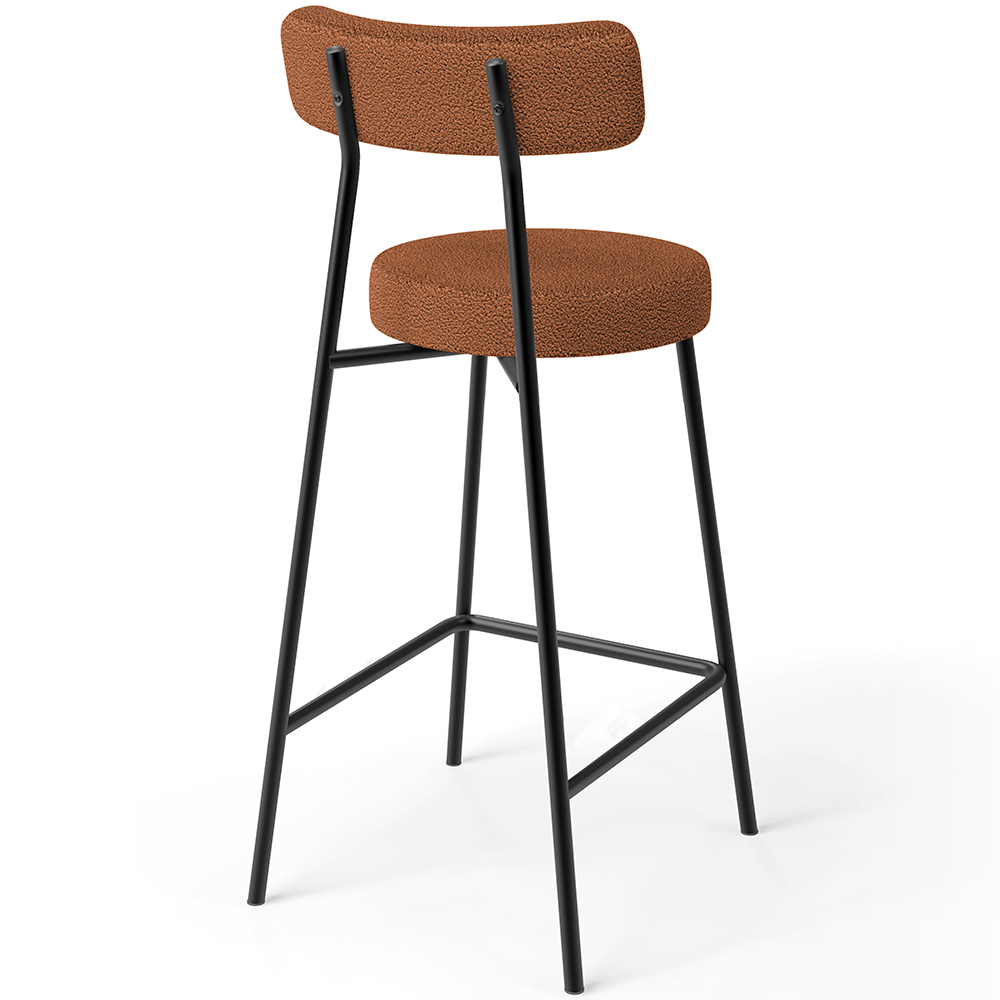 Banqueta Baixa Para Cozinha Sala De Jantar Bar Bancada Milão L02 Bouclê Terracota - Lyam Decor