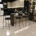 Banqueta Baixa Para Cozinha Sala De Jantar Bar Bancada Milão L02 Couríssimo Preto - Lyam Decor