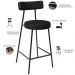 Banqueta Baixa Para Cozinha Sala De Jantar Bar Bancada Milão L02 Couríssimo Preto - Lyam Decor