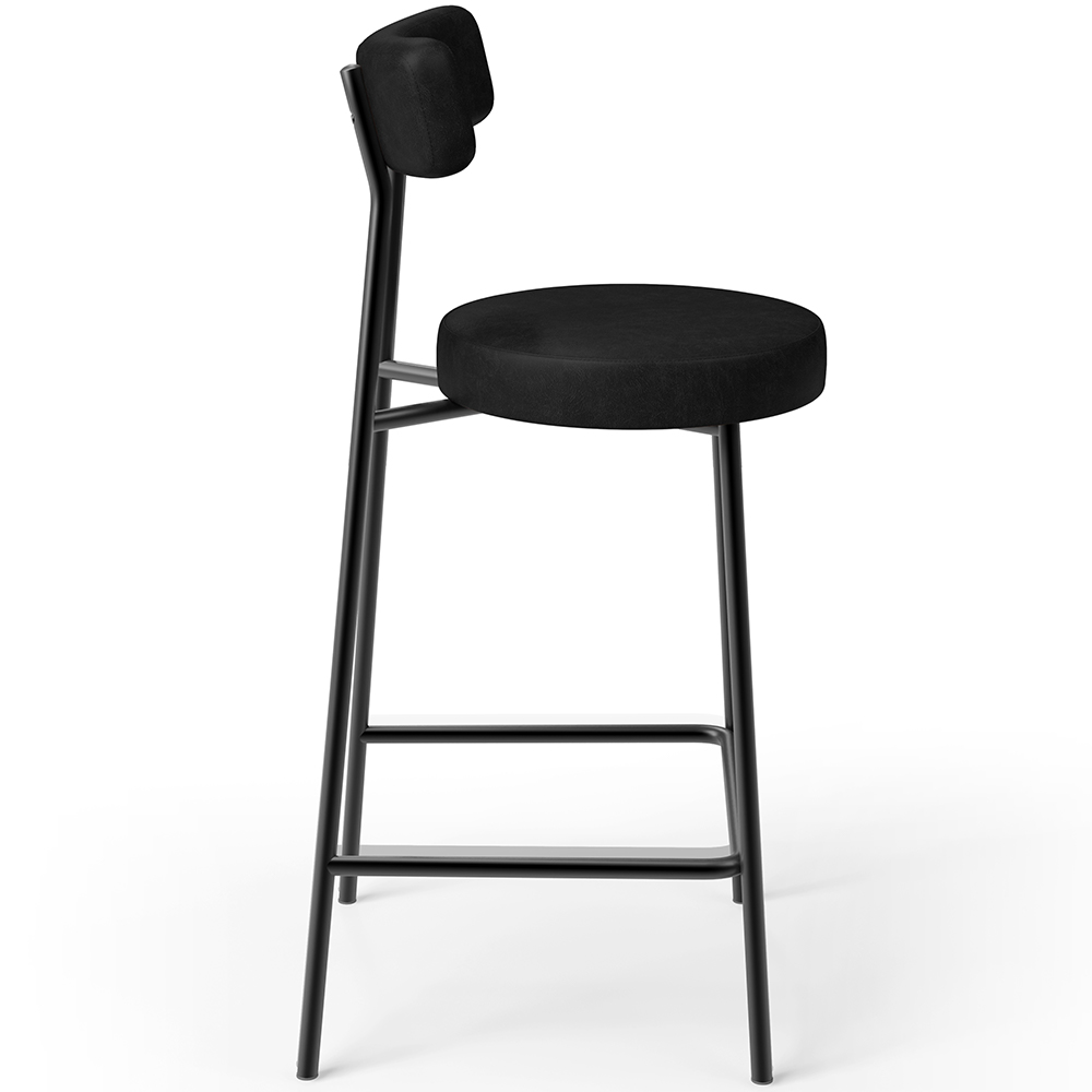 Banqueta Baixa Para Cozinha Sala De Jantar Bar Bancada Milão L02 Couríssimo Preto - Lyam Decor