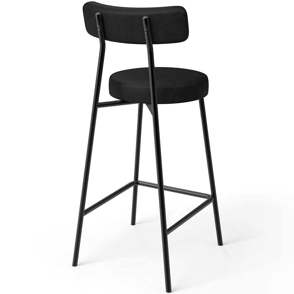 Banqueta Baixa Para Cozinha Sala De Jantar Bar Bancada Milão L02 Couríssimo Preto - Lyam Decor
