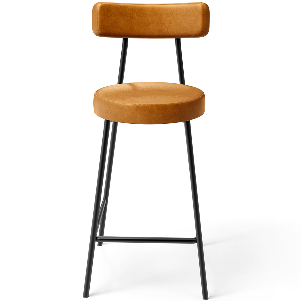 Banqueta Baixa Para Cozinha Sala De Jantar Bar Bancada Milão L02 Couríssimo Whisky - Lyam Decor