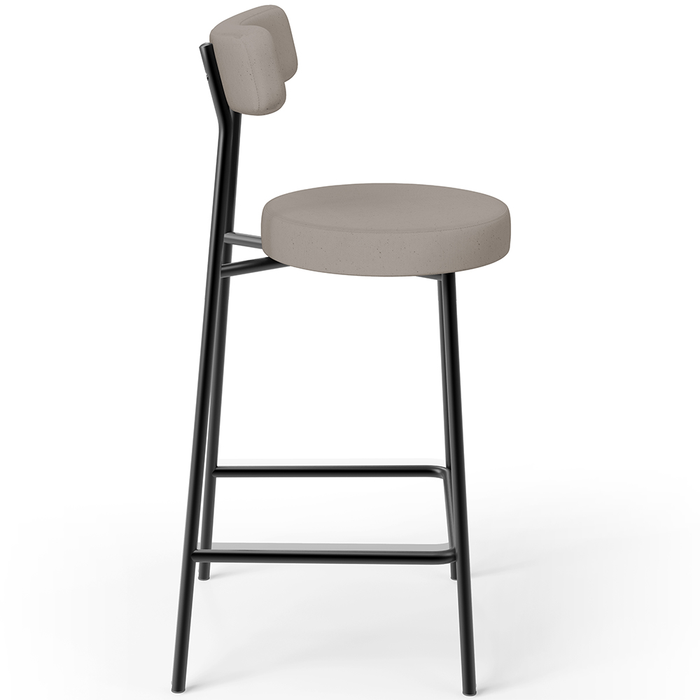 Banqueta Baixa Para Cozinha Sala De Jantar Bar Bancada Milão L02 Linho Bege - Lyam Decor