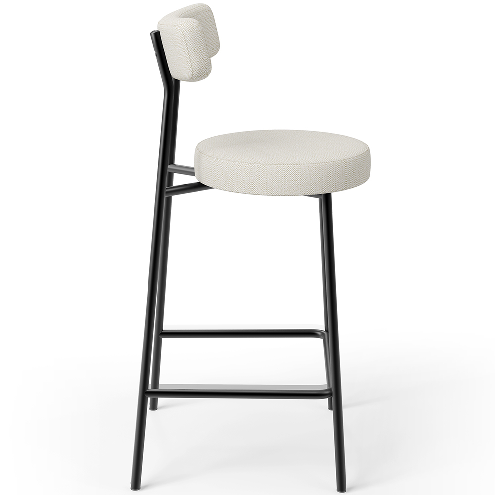 Banqueta Baixa Para Cozinha Sala De Jantar Bar Bancada Milão L02 Linho Champagne - Lyam Decor