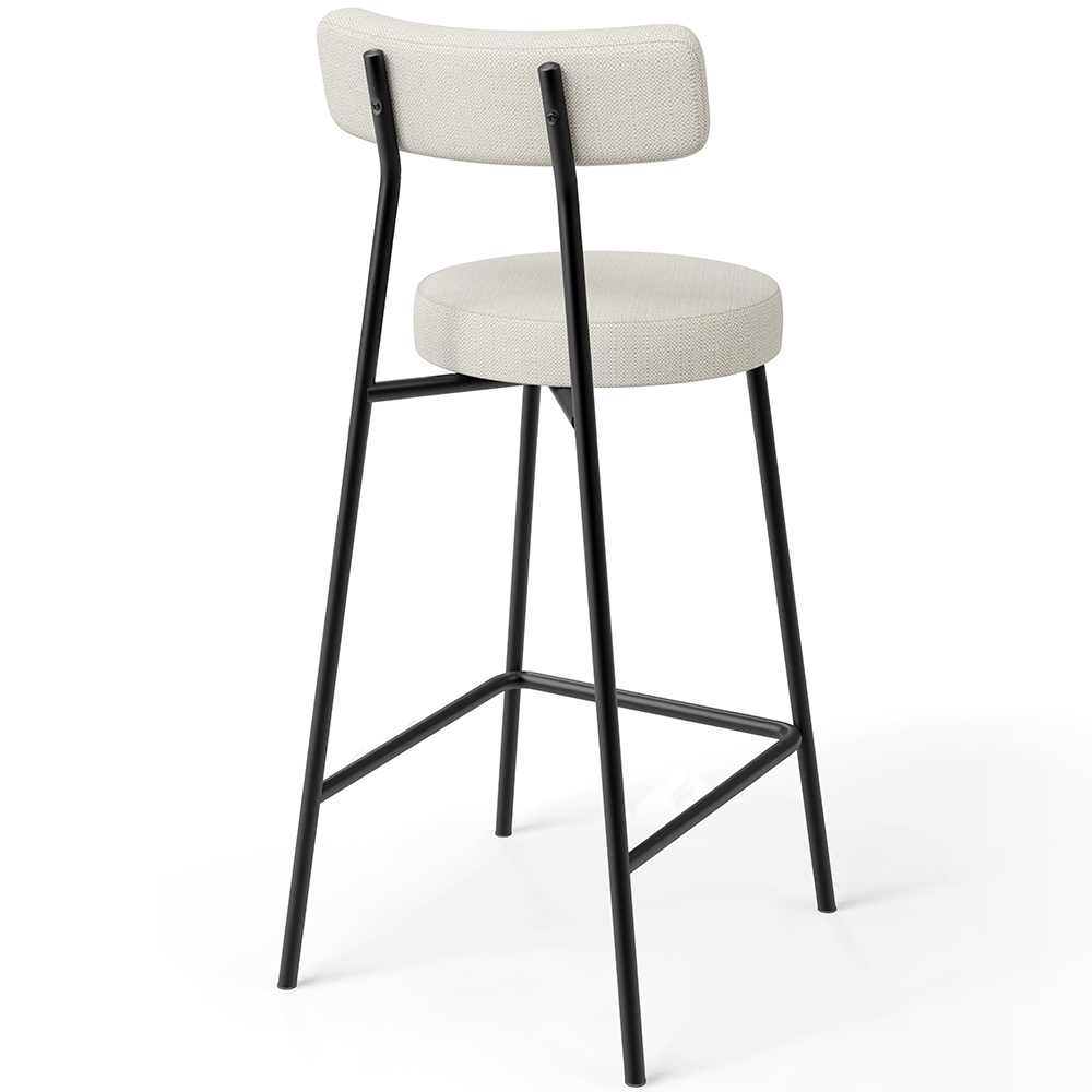 Banqueta Baixa Para Cozinha Sala De Jantar Bar Bancada Milão L02 Linho Champagne - Lyam Decor