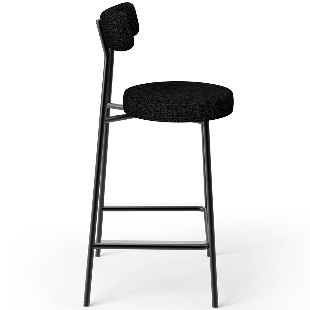 Banqueta Baixa Para Cozinha Sala De Jantar Bar Bancada Milão L02 Linho Chumbo - Lyam Decor