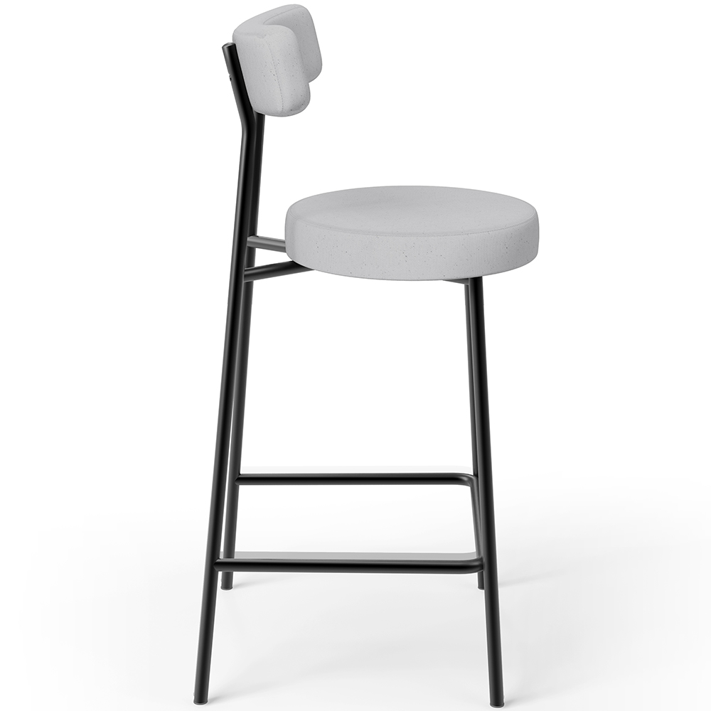 Banqueta Baixa Para Cozinha Sala De Jantar Bar Bancada Milão L02 Linho Cinza - Lyam Decor