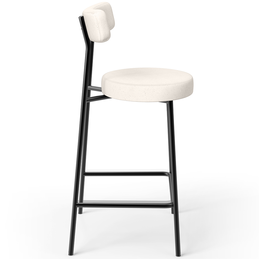Banqueta Baixa Para Cozinha Sala De Jantar Bar Bancada Milão L02 Linho Cru - Lyam Decor