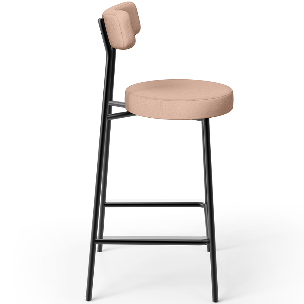 Banqueta Baixa Para Cozinha Sala De Jantar Bar Bancada Milão L02 Linho Rosê - Lyam Decor