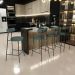 Banqueta Baixa Para Cozinha Sala De Jantar Bar Bancada Milão L02 Linho Verde Musgo - Lyam Decor
