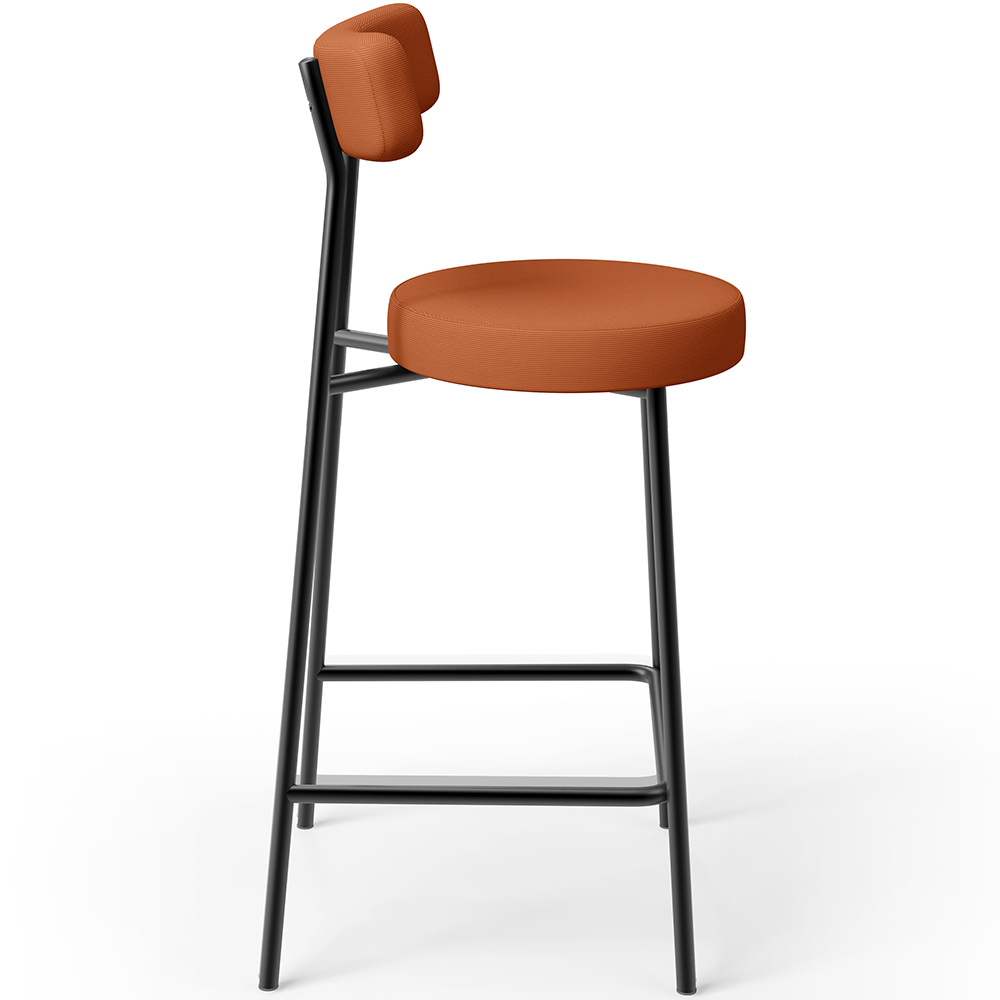 Banqueta Baixa Para Cozinha Sala De Jantar Bar Bancada Milão L02 Tecido Terracota - Lyam Decor