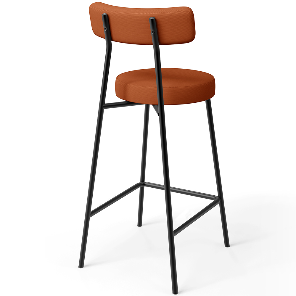 Banqueta Baixa Para Cozinha Sala De Jantar Bar Bancada Milão L02 Tecido Terracota - Lyam Decor