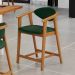 Banqueta Baixa Para Cozinha Sala de Jantar Bancada Cecília L02 Couríssimo Verde Musgo - Lyam Decor