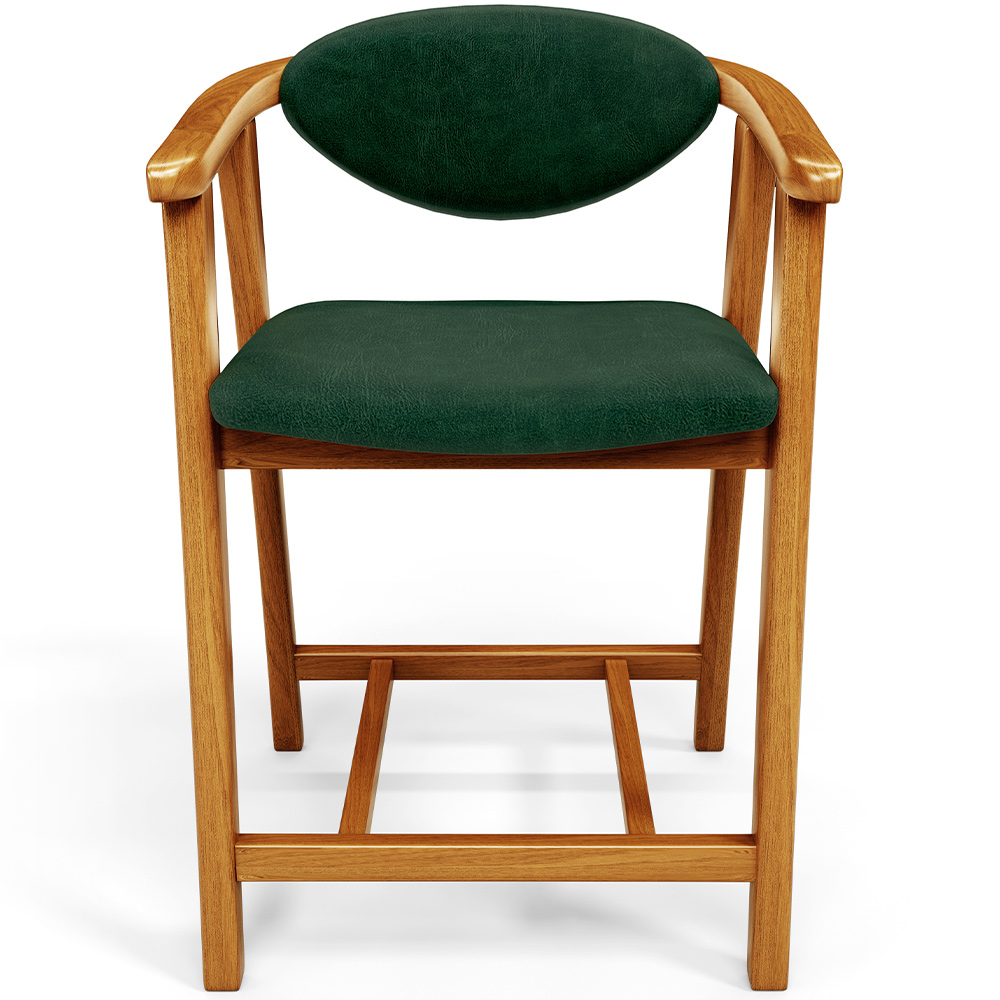 Banqueta Baixa Para Cozinha Sala de Jantar Bancada Cecília L02 Couríssimo Verde Musgo - Lyam Decor