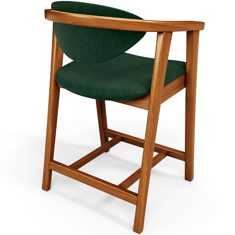 Banqueta Baixa Para Cozinha Sala de Jantar Bancada Cecília L02 Couríssimo Verde Musgo - Lyam Decor
