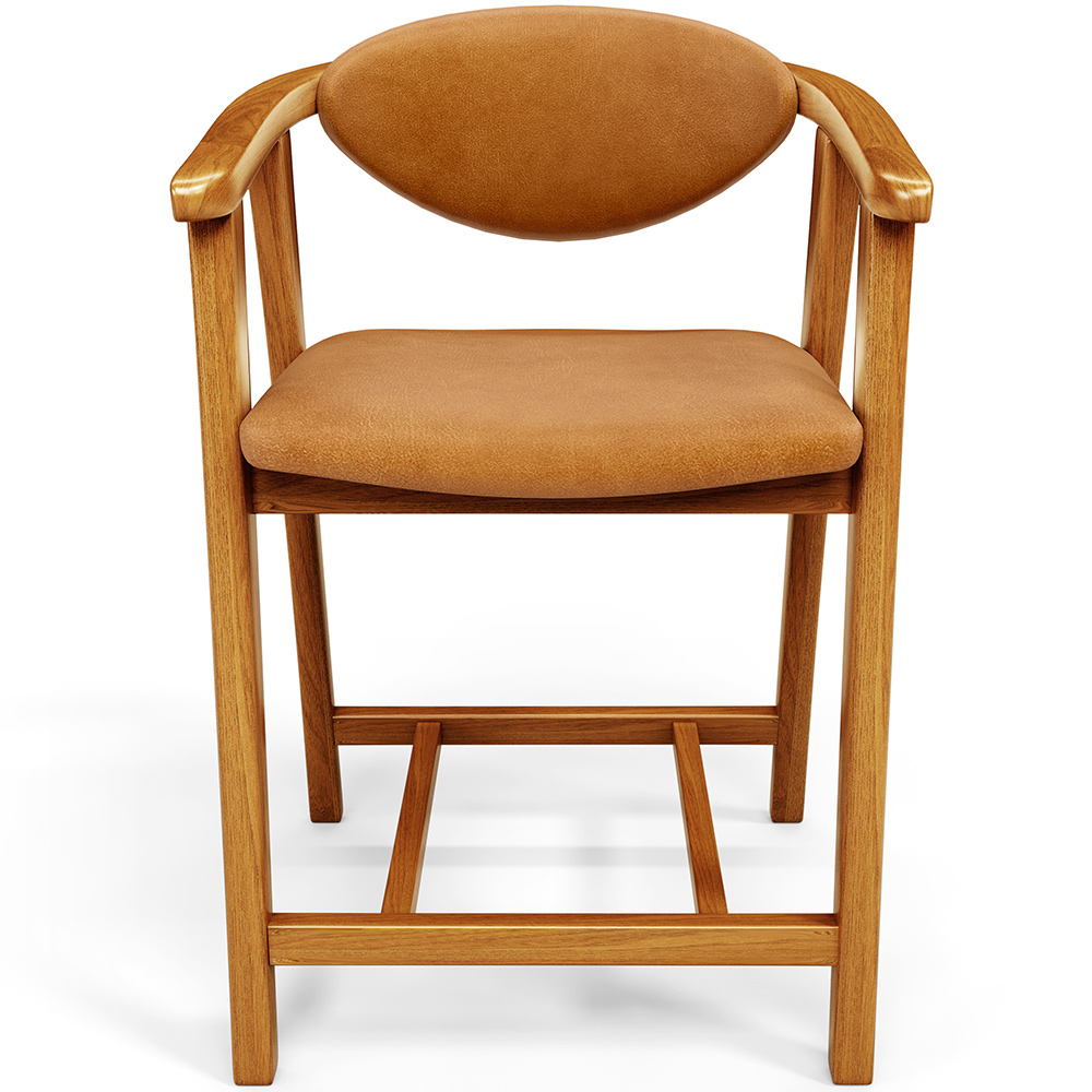 Banqueta Baixa Para Cozinha Sala de Jantar Bancada Cecília L02 Couríssimo Whisky - Lyam Decor