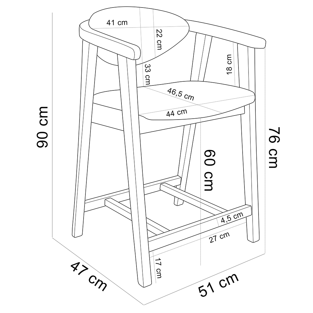 Banqueta Baixa Para Cozinha Sala de Jantar Bancada Cecília L02 Couríssimo Whisky - Lyam Decor