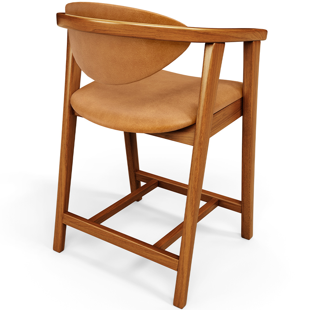 Banqueta Baixa Para Cozinha Sala de Jantar Bancada Cecília L02 Couríssimo Whisky - Lyam Decor