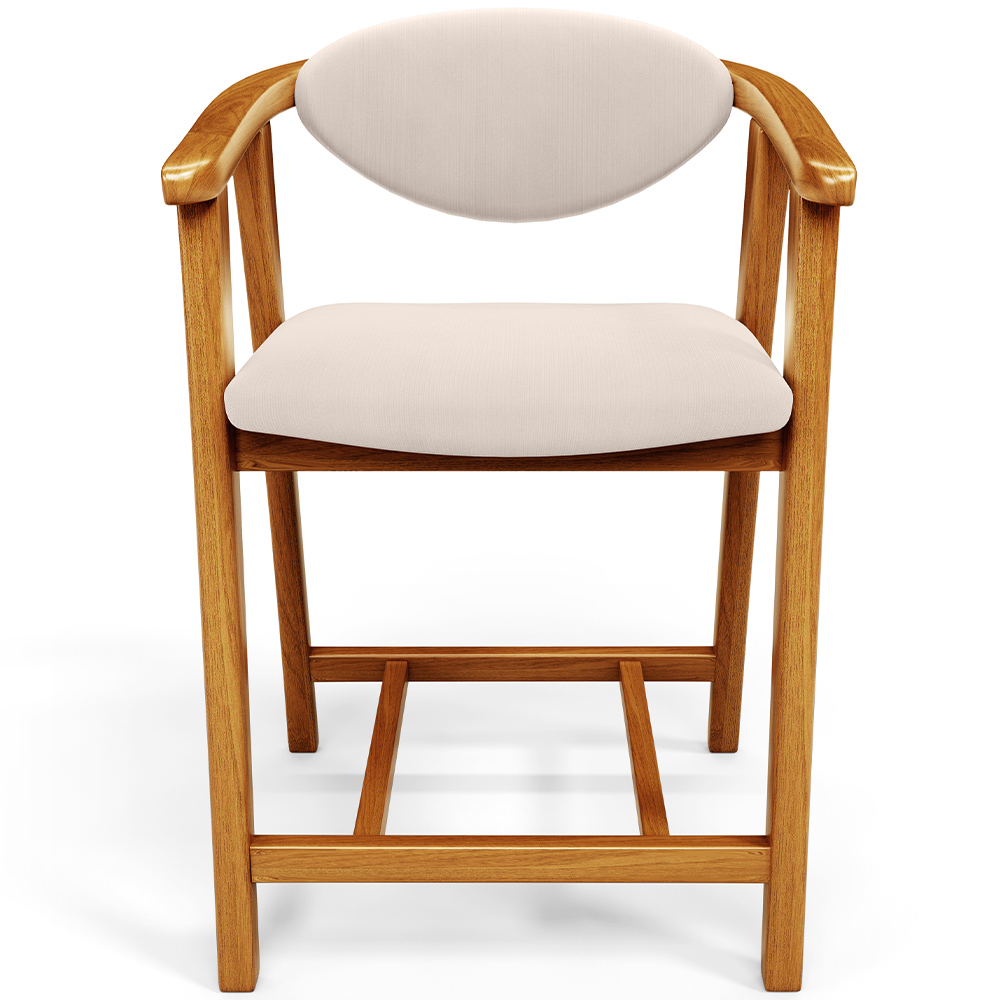 Banqueta Baixa Para Cozinha Sala de Jantar Bancada Cecília L02 Suede Bege - Lyam Decor