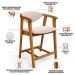 Banqueta Baixa Para Cozinha Sala de Jantar Bancada Cecília L02 Suede Bege - Lyam Decor