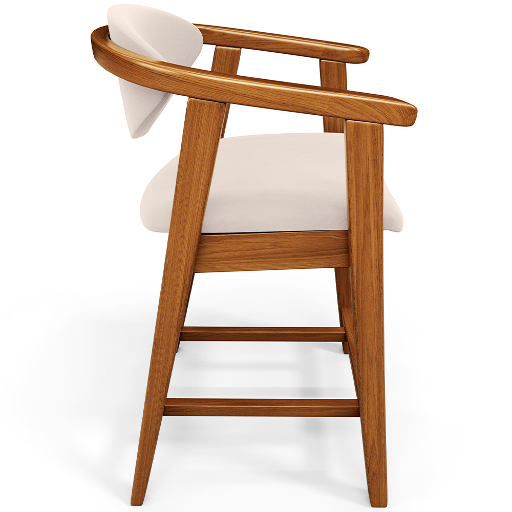 Banqueta Baixa Para Cozinha Sala de Jantar Bancada Cecília L02 Suede Bege - Lyam Decor