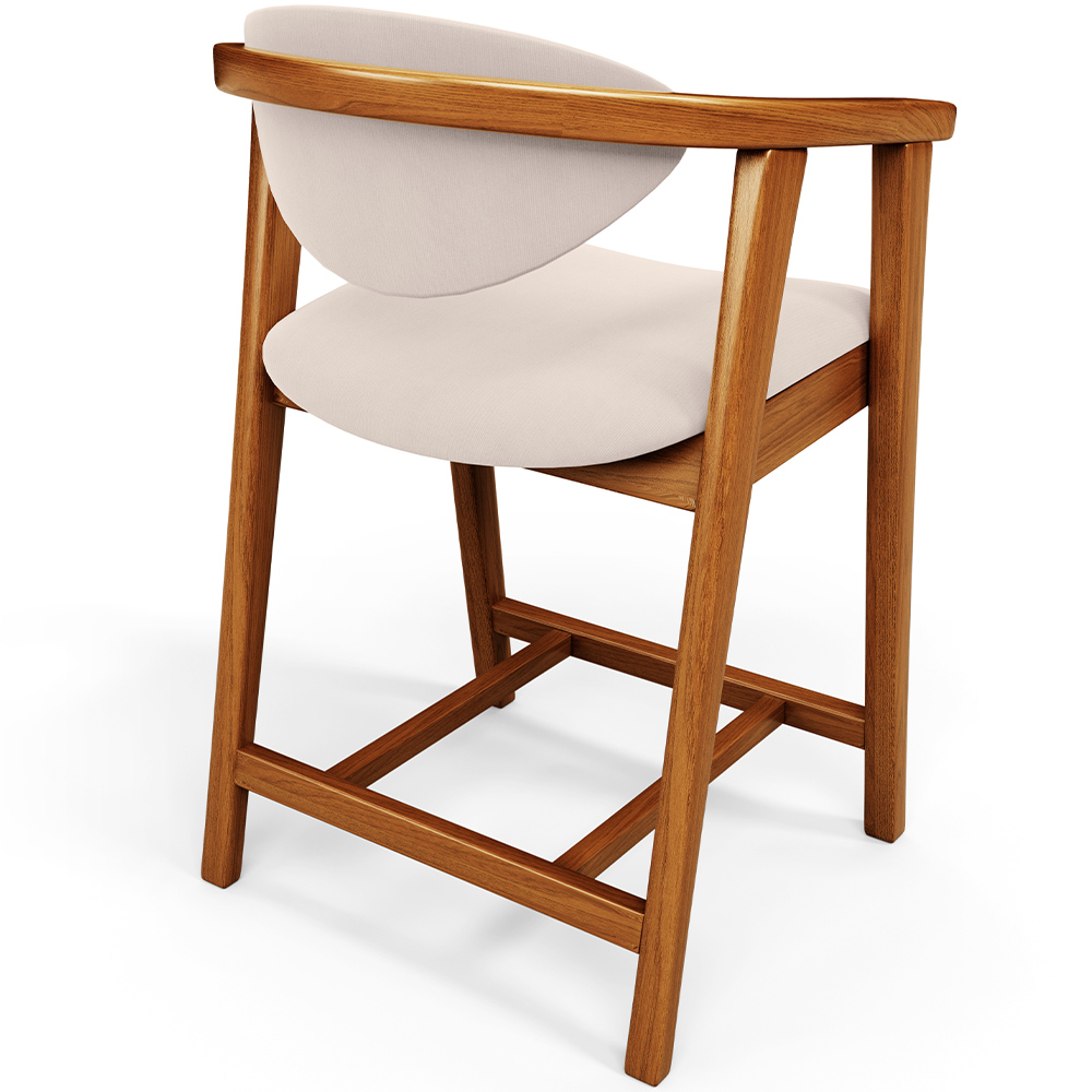 Banqueta Baixa Para Cozinha Sala de Jantar Bancada Cecília L02 Suede Bege - Lyam Decor
