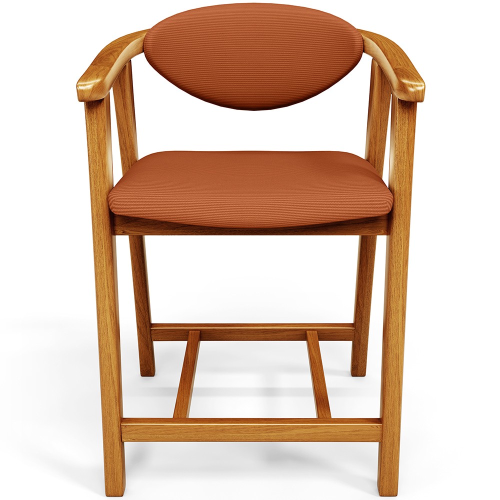 Banqueta Baixa Para Cozinha Sala de Jantar Bancada Cecília L02 Tecido Terracota - Lyam Decor