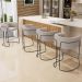 Banqueta Decorativa Fixa Baixa Base de Aço Preto Betina D02 Bouclê Creme C-54 - Lyam Decor