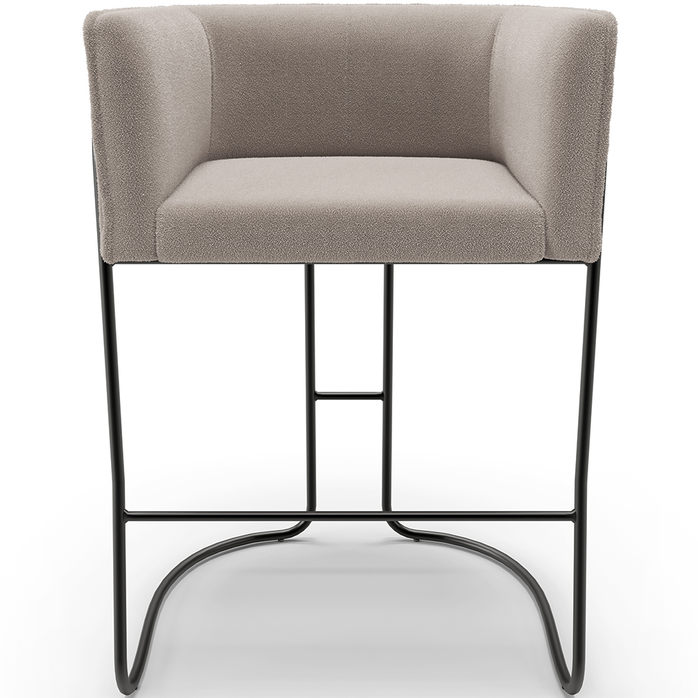 Banqueta Decorativa Fixa Baixa Base de Aço Preto Betina D02 Bouclê Creme C-54 - Lyam Decor