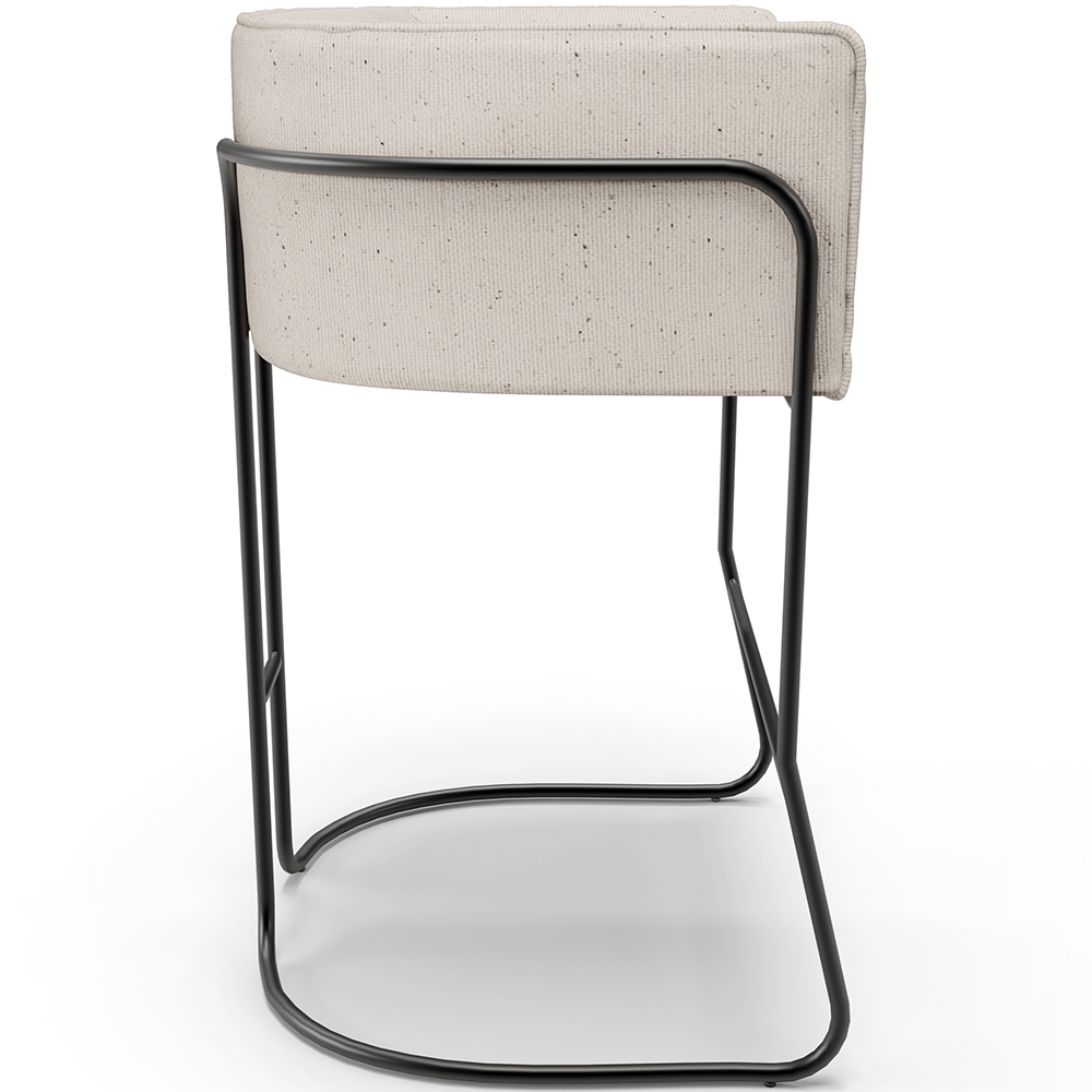 Banqueta Decorativa Fixa Baixa Base de Aço Preto Betina D02 Linho Cru D-461 - Lyam Decor