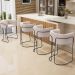 Banqueta Decorativa Fixa Baixa Base de Aço Preto Betina D02 Suede Bege D-309 - Lyam Decor