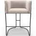 Banqueta Decorativa Fixa Baixa Base de Aço Preto Betina D02 Suede Bege D-309 - Lyam Decor