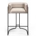 Banqueta Decorativa Fixa Base Aço Preto Betina D02 Linho Bege C-107 Corano Marrom B-38 - Lyam Decor