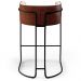 Banqueta Decorativa Fixa Base Aço Preto Betina D02 Linho Bege C-107 Corano Marrom B-38 - Lyam Decor