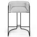 Banqueta Decorativa Fixa Base Aço Preto Betina D02 Linho Cinza D-315 Corano Preto B-97 - Lyam Decor