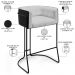 Banqueta Decorativa Fixa Base Aço Preto Betina D02 Linho Cinza D-315 Corano Preto B-97 - Lyam Decor