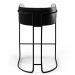 Banqueta Decorativa Fixa Base Aço Preto Betina D02 Linho Cinza D-315 Corano Preto B-97 - Lyam Decor