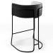 Banqueta Decorativa Fixa Base Aço Preto Betina D02 Linho Cinza D-315 Corano Preto B-97 - Lyam Decor