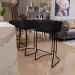 Banqueta Decorativa Fixa Base De Aço Preto Betina D02 Corano Preto B-97 - Lyam Decor