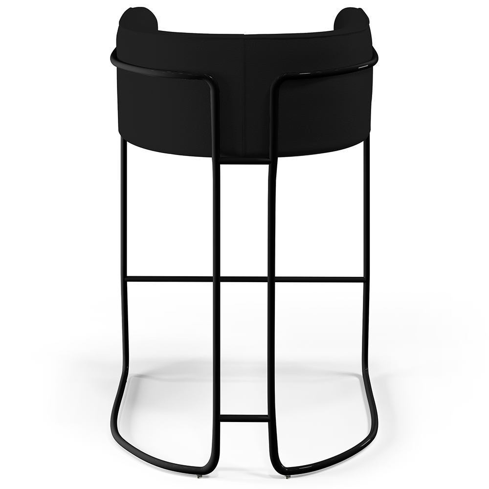 Banqueta Decorativa Fixa Base De Aço Preto Betina D02 Corano Preto B-97 - Lyam Decor