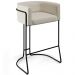Banqueta Decorativa Fixa Base De Aço Preto Betina D02 Linho Champagne A-49 - Lyam Decor