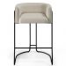 Banqueta Decorativa Fixa Base De Aço Preto Betina D02 Linho Champagne A-49 - Lyam Decor