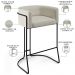 Banqueta Decorativa Fixa Base De Aço Preto Betina D02 Linho Champagne A-49 - Lyam Decor