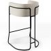 Banqueta Decorativa Fixa Base De Aço Preto Betina D02 Linho Champagne A-49 - Lyam Decor