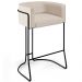 Banqueta Decorativa Fixa Base De Aço Preto Betina D02 Linho Cru C-443 - Lyam Decor