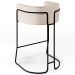 Banqueta Decorativa Fixa Base De Aço Preto Betina D02 Linho Cru C-443 - Lyam Decor