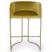 Banqueta Decorativa Fixa Base de Aço Bronze Betina D02 Veludo Mostarda C-260 - Lyam Decor