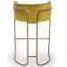 Banqueta Decorativa Fixa Base de Aço Bronze Betina D02 Veludo Mostarda C-260 - Lyam Decor